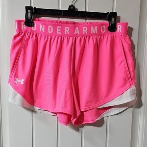 Under Armour Hot Pink Women's Athletic Shorts with White Trim